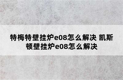 特梅特壁挂炉e08怎么解决 凯斯顿壁挂炉e08怎么解决